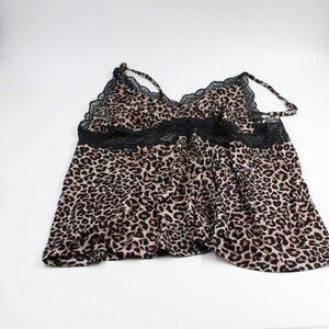 La Vie En Rose Medium Soft Jersey Lace Detail Leopard Print Cami